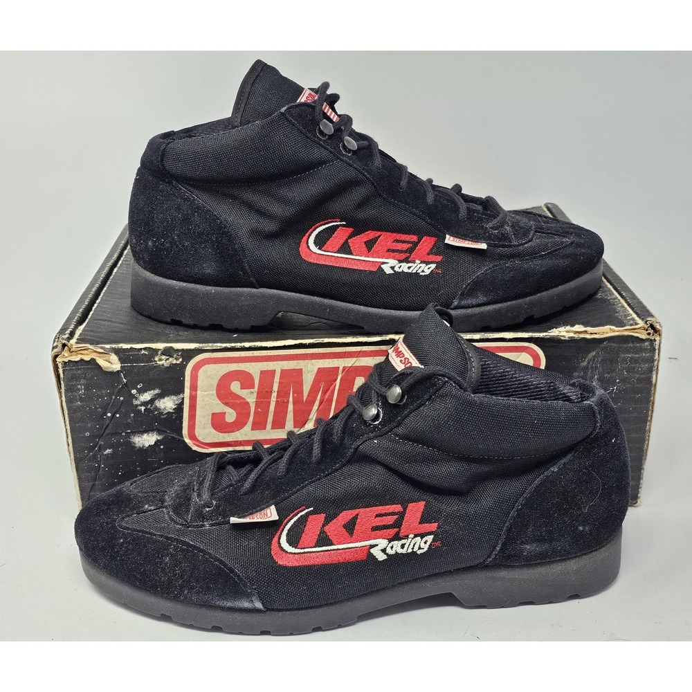 Vintage Simpson KEL Racing Shoes Mens Size 10.5 Black Made USA High Top Driving